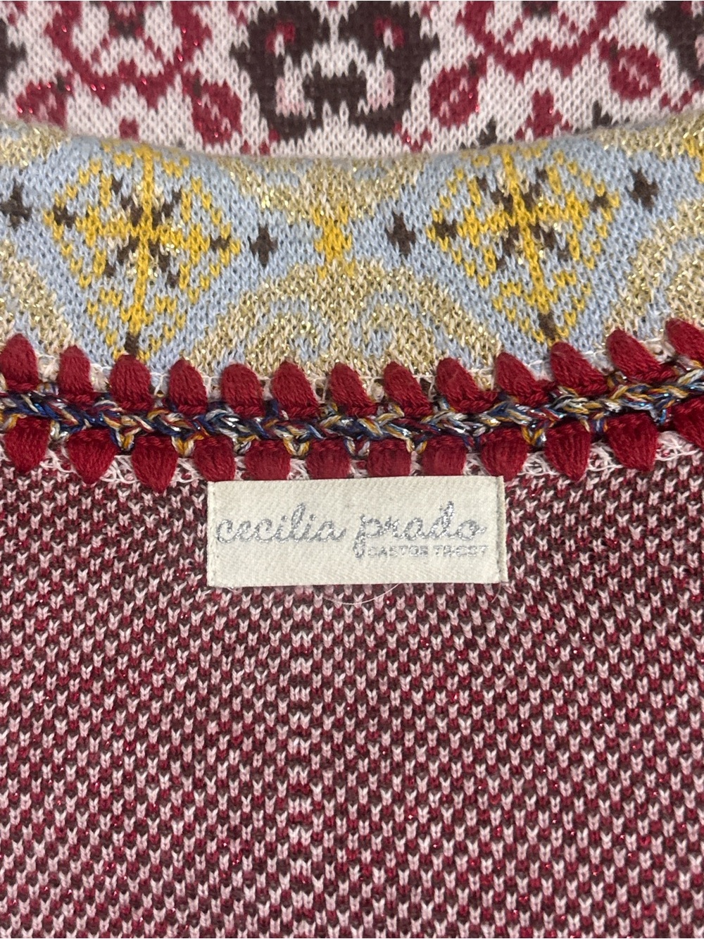 Cecilia Prado Knit Jacquard Boho Duster Cardigan Coat Size G/Large - Picture 4 of 4